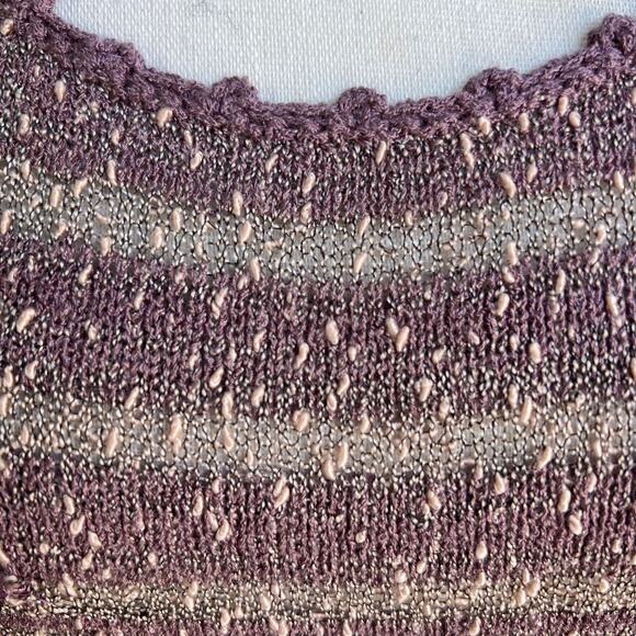 Laura Yang 70s Vintage Mod Swing Dress Purple Knit Eyelet Women's Size Medium - Picture 11 of 14